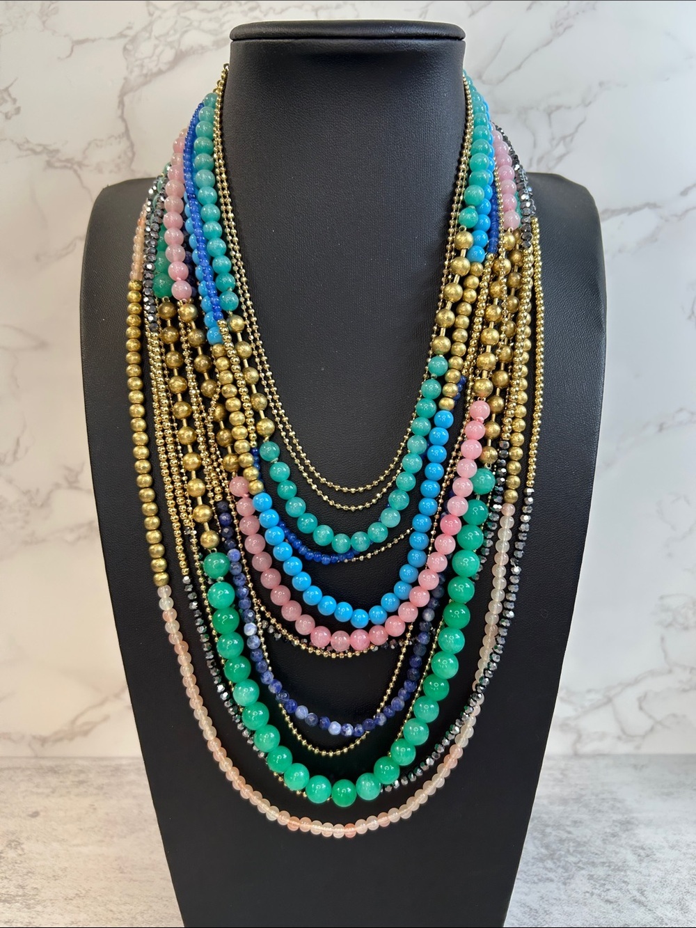 Stella & Dot Zahara multi-strand statement bib necklace